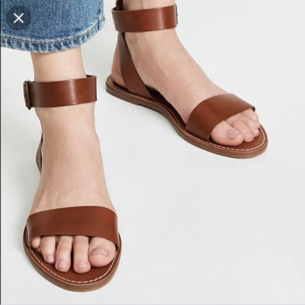 MADEWELL NWOT BOARDWALK ANKLE STRAP LEATHER SANDALS BROWN 8